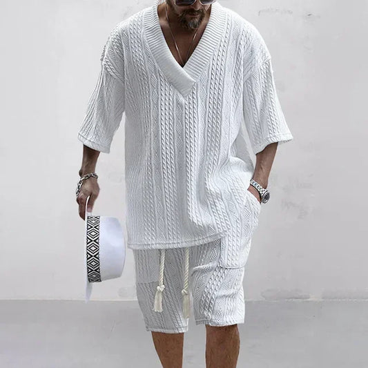 Casual Cable Knit T-shirt Set