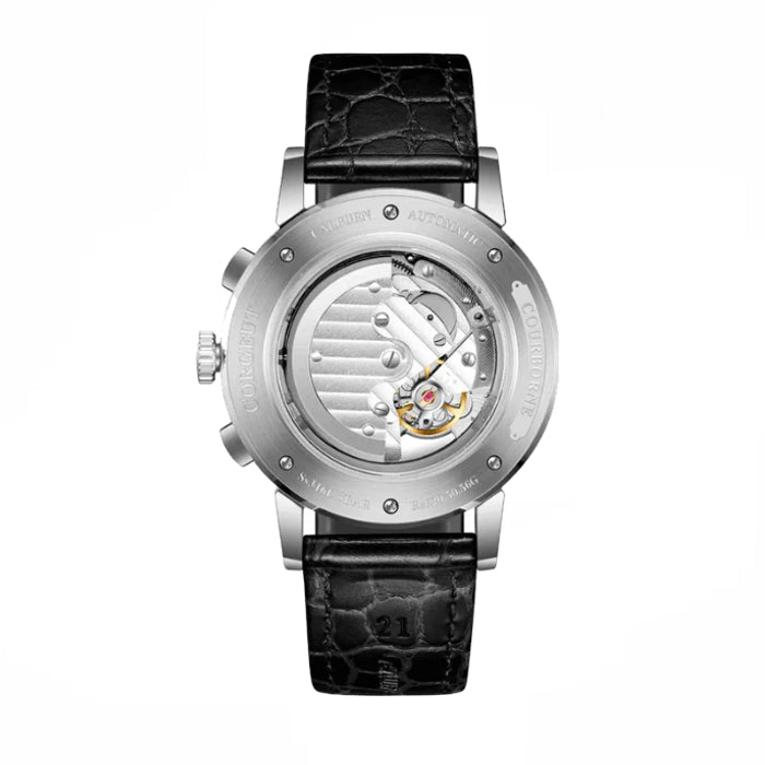 Corgeut Moon Phase Watch Black and Silver